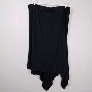 Soncy Womens Black Ribbed Skirt 3X (26-28) Handkerchief Hem Stretch Boho‎ Goth